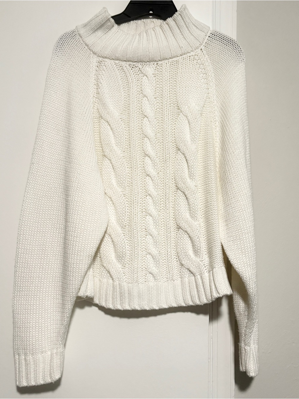 Elie Tahari Cream Cable Knit Turtleneck Sweater